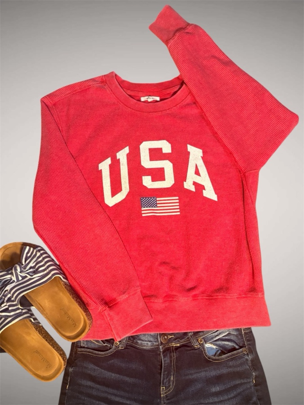 Maurices Red Ribbed Crewneck Sweatshirt 🇺🇸